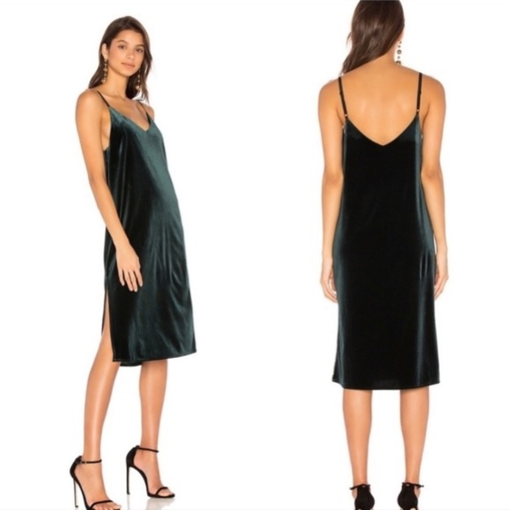 Sanctuary Sydney Green Velvet Midi Dress